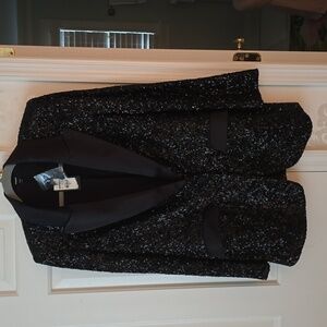 BLACK EXPRESS SEQUIN BLAZER WITH POCKETS, MEDIUM